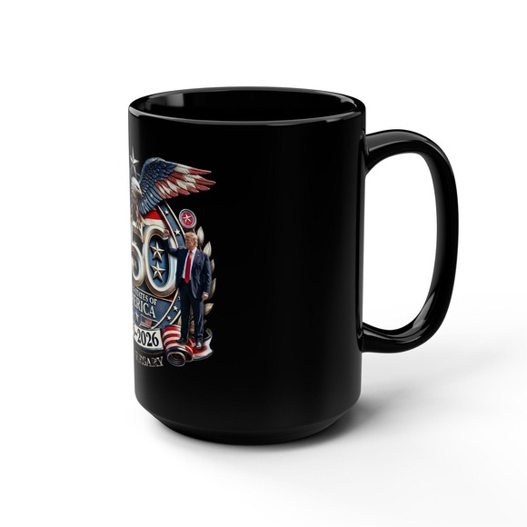 250th USofA Semiquincentennial Anniversary | 15oz Black Ceramic Mug | Patriotic - Picture 9 of 10